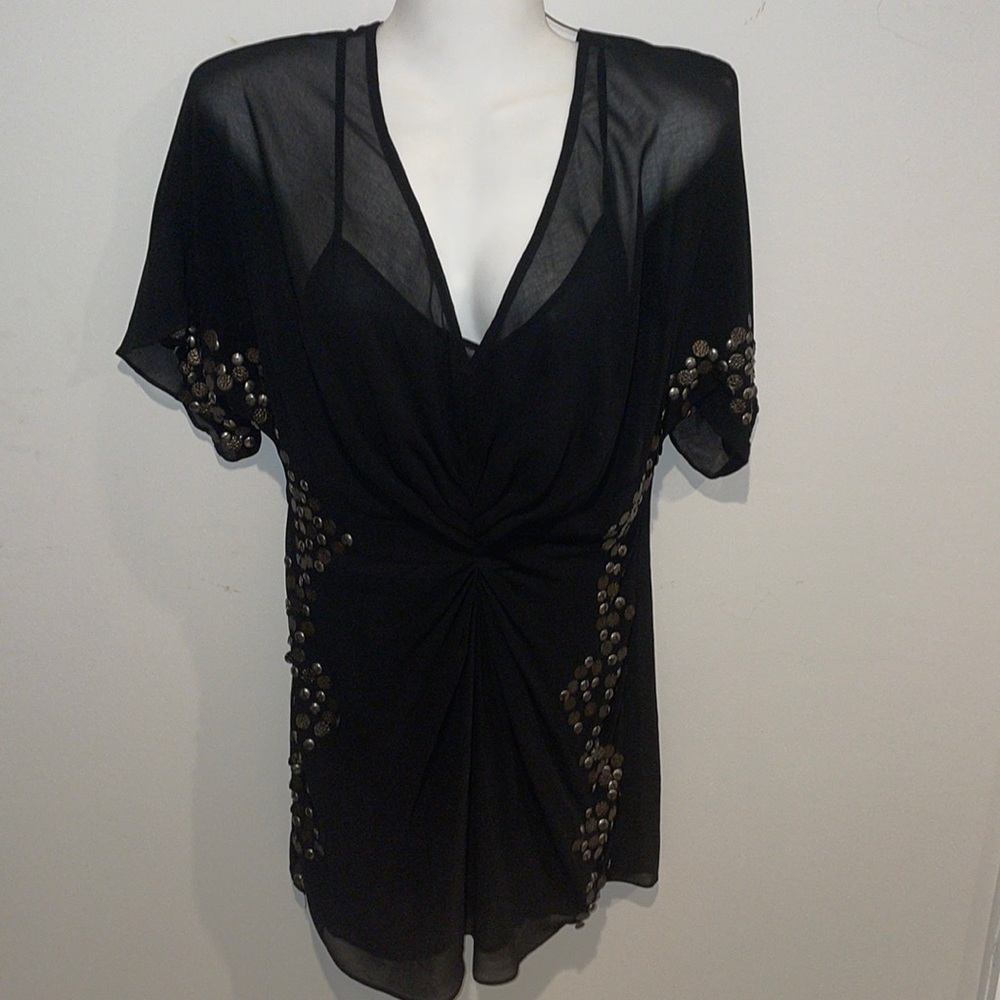 Pookie & Sebastian Sheer Beaded Dress S